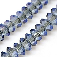 Electroplate Glass Beads Strands, Full Plated, Faceted, Bicone, Steel Blue, 6x3.5mm, Hole: 1mm; about 100pcs/strands, 14.2 inch(X-EGLA-J027-F07)