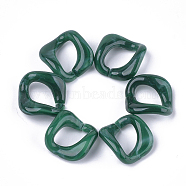 Acrylic Linking Rings, Quick Link Connectors, For Curb Chains Making, Imitation Gemstone Style, Twist, Dark Green, 20.5x20x9mm, Hole: 15x9mm, about: 420pcs/500g(OACR-S021-20D)