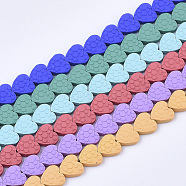 Spray Painted Non-magnetic Synthetic Hematite Beads Strands, Heart, Mixed Color, 8x8x3mm, Hole: 0.8mm, about 55pcs/strand, 16.14 inch(41cm)(G-T124-34B)