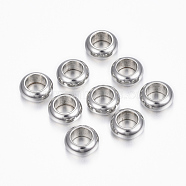 304 Stainless Steel Spacer Beads, Rondelle, Stainless Steel Color, 10x4.5mm, Hole: 6mm(X-STAS-H376-41)