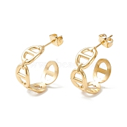 304 Stainless Steel C-shape Stud Earrings, Oval Link Wrap Half Hoop Earrings for Women, Golden, 21.5x20.5x7mm, Pin: 0.7mm(EJEW-P197-02G)