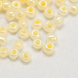 Glass Seed Beads, Ceylon, Round, Lemon Chiffon, 2mm, Hole: 1mm, about 6666pcs/100g(X1-SEED-A011-2mm-142)