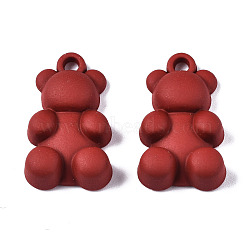 Spray Painted Alloy Pendants, Cadmium Free & Lead Free, Bear, Red, 20x12x5mm, Hole: 1.8mm(PALLOY-S133-006A-RS)