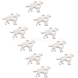 304 Stainless Steel Puppy Charms, Dog with Heart, Stainless Steel Color, 11x15.5x1mm, Hole: 1.5mm, 30pcs/box(STAS-UN0003-82)