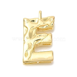 Rack Plating Brass Pendants, Glass Charms, Long-Lasting Plated, Cadmium Free & Lead Free, Real 18K Gold Plated, Letter E, 25.5x15x4.8mm, Hole: 2.5x2.8mm(KK-I721-02G-E)