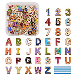 Alloy Enamel Beads, Number & Alphabet, Cadmium Free & Lead Free, Light Gold, Light Gold, 70pcs/box(ENAM-YS0001-02)