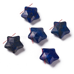 Natural Lapis Lazuli Charms, Star, Faceted, 13~13.5x14~14.5x6~6.5mm, Hole: 0.8mm(X-G-H241-04A)