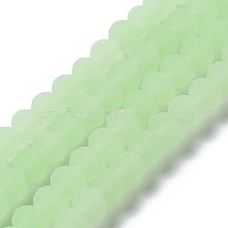 Imitation Jade Solid Color Glass Beads Strands, Faceted, Frosted, Rondelle, Pale Green, 10mm, Hole: 1mm, about 63~65pcs/strand, 49~50cm(EGLA-A034-J10mm-MD01)