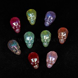 UV Plating Acrylic Beads, Noctilucence Skull, Glow in thE Dark, Mixed Color, 17x12.5x19mm, Hole: 2.8mm(LACR-M001-01)