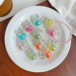 Transparent Acrylic Beads, Rabbit, AB Color Plated, with Giltter Power, Mixed Color, 20.7x27x17.8mm, Hole: 3.4mm, about 90pcs/500g(OACR-I013-05)