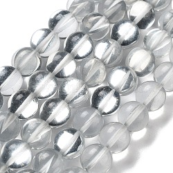 Synthetic Moonstone Beads Strands, Round, Clear, 10mm, Hole: 1mm, about 19pcs/strand, 7.48 inch(19cm)(G-P528-J03-09)