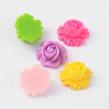 Mixed Resin Flower Cabochons, 16x15x9mm