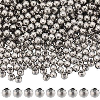 304 Stainless Steel Round Seamed Beads, for Jewelry Craft Making, Stainless Steel Color, 3x3mm, Hole: 1mm, 2000pcs/box