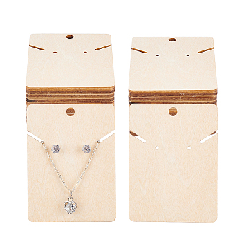 Wood Earring Display Card with Hanging Hole, Jewelry Display Cards for Earring Necklace Display, Rectangle, 8x6x0.3cm, 24pcs/set