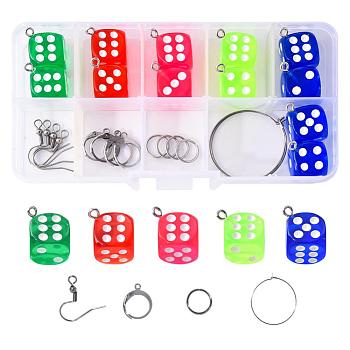 DIY Jewelry Set Making, Earring with Transparent Epoxy Resin Pendants, 316 Surgical Stainless Steel Earring Hooks and 304 Stainless Steel Leverback Earring Findings & Jump Rings, Mixed Color, 26Pcs/Box