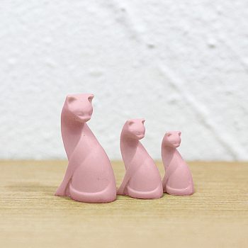 3 Sizes Resin Cat Miniature Ornaments, for Desk Living Room Home Garden Decoration, Misty Rose, 14~23x9~14x5~9mm, 3pcs/set