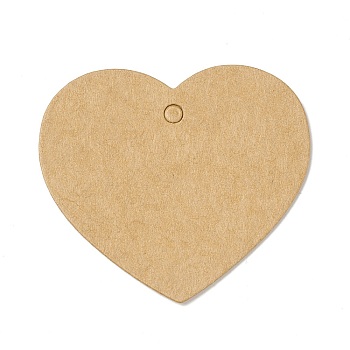 100Pcs Blank Kraft Paper Gift Tags, Heart, BurlyWood, 4.5x5x0.05cm, Hole: 3.5mm