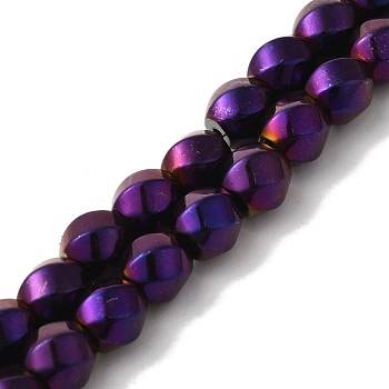 Electroplated Synthetic Magnetic Hematite Beads Strands, Faceted, Twist, Purple Plated, 8mm, Hole: 1.2mm, about 47pcs/strand, 15.75''(40cm)