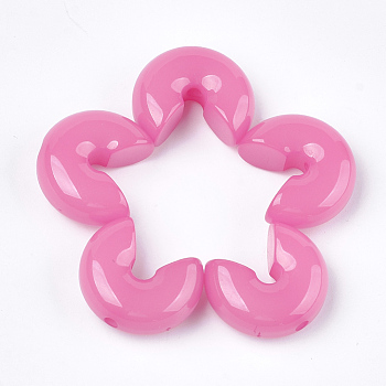 Resin Beads, Large Semicircle, Flamingo, 21.5x25x10mm, Hole: 2.5mm