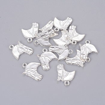 Tibetan Style Alloy Pendants, Horse Head, Silver Color Plated, Lead Free and Cadmium Free, 21x18.5mm, Hole: 2.5mm