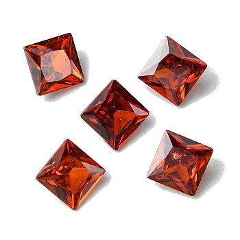 Cubic Zirconia Cabochons, Point Back, Square, FireBrick, 8x8x4mm