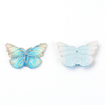 Resin Butterfly Pendant, DIY for Earrings, Light Sky Blue, 15x23x3mm, Hole: 1mm