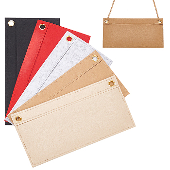 5Pcs 5 Style Felt Purse Organizer Insert, Mini Envelope Handbag Shaper Premium Felt, Bag Accessories, with Iron Grommets, Rectangle, Mixed Color, 12.4x24.9x0.3cm and 12.5x25cm, 1pc/style