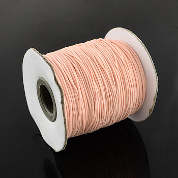 Round Elastic Cord, with Nylon Outside and Rubber Inside, PeachPuff, 1mm, about 109.36 yards(100m)/roll