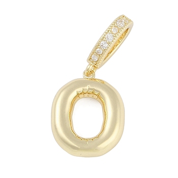 Brass Micro Pave Clear Cubic Zirconia Pendants, Long-Lasting Plated, letters, Letter O, 19x15.5x4.5mm, Hole: 8.5x5.5mm