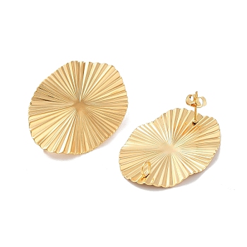304 Stainless Steel Stud Earring Findings, Real 18K Gold Plated, Oval, 39.5x27.5mm, Hole: 3mm, Pin: 10x0.5mm
