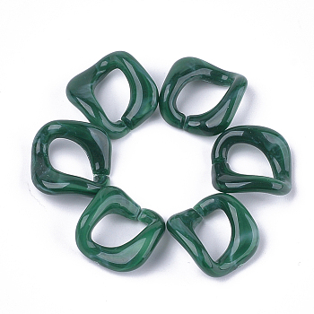 Acrylic Linking Rings, Quick Link Connectors, For Curb Chains Making, Imitation Gemstone Style, Twist, Dark Green, 20.5x20x9mm, Hole: 15x9mm, about: 420pcs/500g