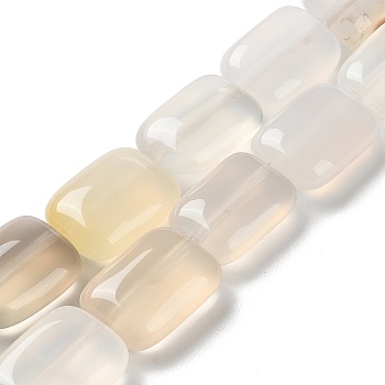 Natural White Agate Beads Strands, Rectangle, 14~15x10~11x5~5.5mm, Hole: 1~1.2mm, about 28pcs/strand, 16.02 inch(40.7cm)