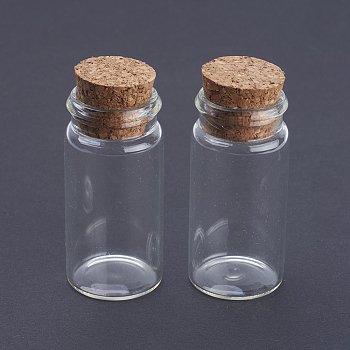 Glass Wishing Bottle, Bead Containers, with Cork Stopper, Clear, 55x24mm, Bottleneck: 20.5mm in diameter, Capactiy: 12ml(0.4 fl. oz)