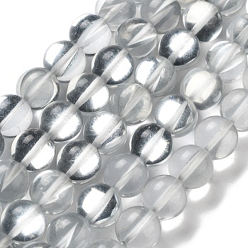 Synthetic Moonstone Beads Strands, Round, Clear, 10mm, Hole: 1mm, about 19pcs/strand, 7.48 inch(19cm)