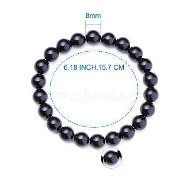 Natural Blacke Agate Round Beads Stretch Bracelets(BJEW-N301-8mm-01)-3