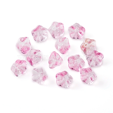9mm Pink Flower Glass Beads