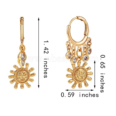 Sun Brass Dangle Huggie Hoop Earrings(EJEW-SW00001-04)-7