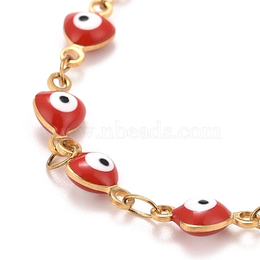Enamel Heart with Evil Eye Link Chains Bracelet(BJEW-P271-06G-03)-2
