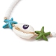 Synthetic Turquoise Starfish & Natural Shell Braided Bead Bracelets(BJEW-TA00395)-3