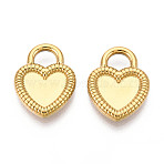 304 Stainless Steel Pendant Cabochon Settings, Ion Plating(IP), Heart, Real 18K Gold Plated, 19.5x14.2x2.9mm, Hole: 5x4.1mm(STAS-T065-87G)