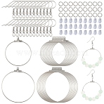 20Pcs 2 Styles 304 Stainless Steel Pendants, Hoop Earring Findings, 20Pcs 304 Stainless Steel Earring Hooks, 20Pcs 304 Stainless Steel Open Jump Rings, 20Pcs Plastic Ear Nuts, Stainless Steel Color, 20~44x21~41x1.5~3mm(STAS-YW0003-07)
