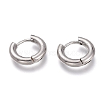 Tarnish Resistant 201 Stainless Steel Huggie Hoop Earrings, with 304 Stainless Steel Pin, Hypoallergenic Earrings, Ring, Stainless Steel Color, 9 Gauge, 14.5x3mm, Pin: 1mm(EJEW-L256-05A-P)