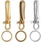 9Pcs 9 Styles Alloy & Brass D-Ring Anchor Shackle Clasps, Split Key Rings, S-Hook Clasps, Mixed Color, 25x25x7mm, Hole: 2.5mm(KK-SC0006-36)