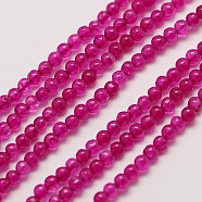 Natural White Jade Round Bead Strands, Dyed, Magenta, 2.5mm, Hole: 0.8mm, about 152pcs/strand, 15.5 inch(G-A130-2mm-F08)
