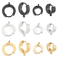 12Pcs 6 Style 304 Stainless Steel Hoop Earrings Findings, with Vertical Loops, Ring, Mixed Color, 12~15.5x11~14x3~4mm, Hole: 1.6~1.8mm, Pin: 1mm, 2Pcs/style(STAS-UN0043-23)