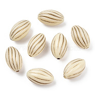 Oval Plating Acrylic Beads, Golden Metal Enlaced, Beige, 14.5x9mm, Hole: 1.5mm(X-PACR-Q102-128A)