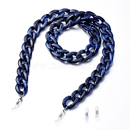 Eyeglasses Chains, Neck Strap for Eyeglasses, with Acrylic Curb Chains, 304 Stainless Steel Lobster Claw Clasps and  Rubber Loop Ends, Dark Blue, 30.7 inch(78cm)(AJEW-EH00021-04)