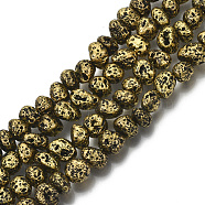 Electroplated Natural Lava Rock Beads Strands, Nuggets, Antique Golden Plated, 6~10x6~10x5~8mm, Hole: 1mm, about 52~54pcs/strand, 14.17 inch~14.96 inch(36~38cm)(G-S352-29AG)
