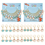 12Pcs 4 Style Alloy Enamel Teapot & Cup Charm Locking Stitch Markers, Gold Tone 304 Stainless Steel Clasp Locking Stitch Marker, Mixed Color, 3~3.3cm, 3pcs/style(HJEW-PH01674)