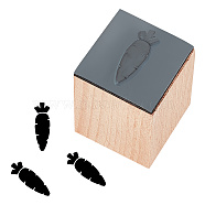 1Pc Plastic Rubber Stamps with Wood Handles, DIY Drawing Stamps, Carrot, 33.5x25.5x25.5mm(WOOD-OC0003-64A)